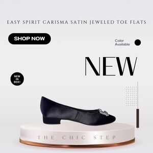 Easy Spirit Women’s Carisma Satin Jeweled Toe Flats Black